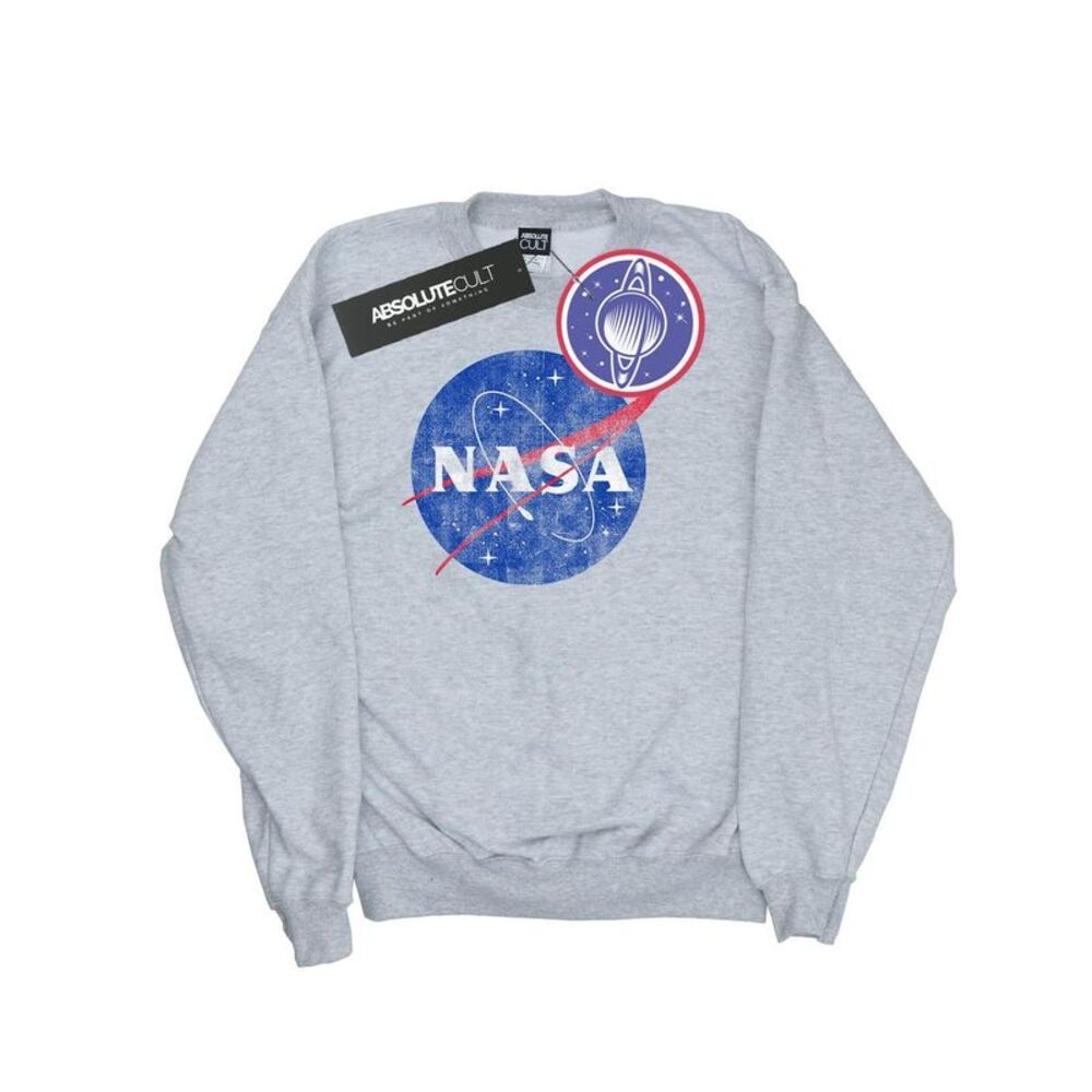 NASA Mens Classic Insignia Logo Distressed Sweatshirt / Sports Grey